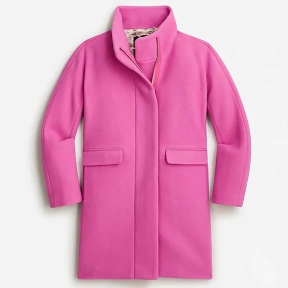 J. Crew Cocoon Coat Wool Italian Stadium Cloth Nello Gori Pink - Picture 7 of 7